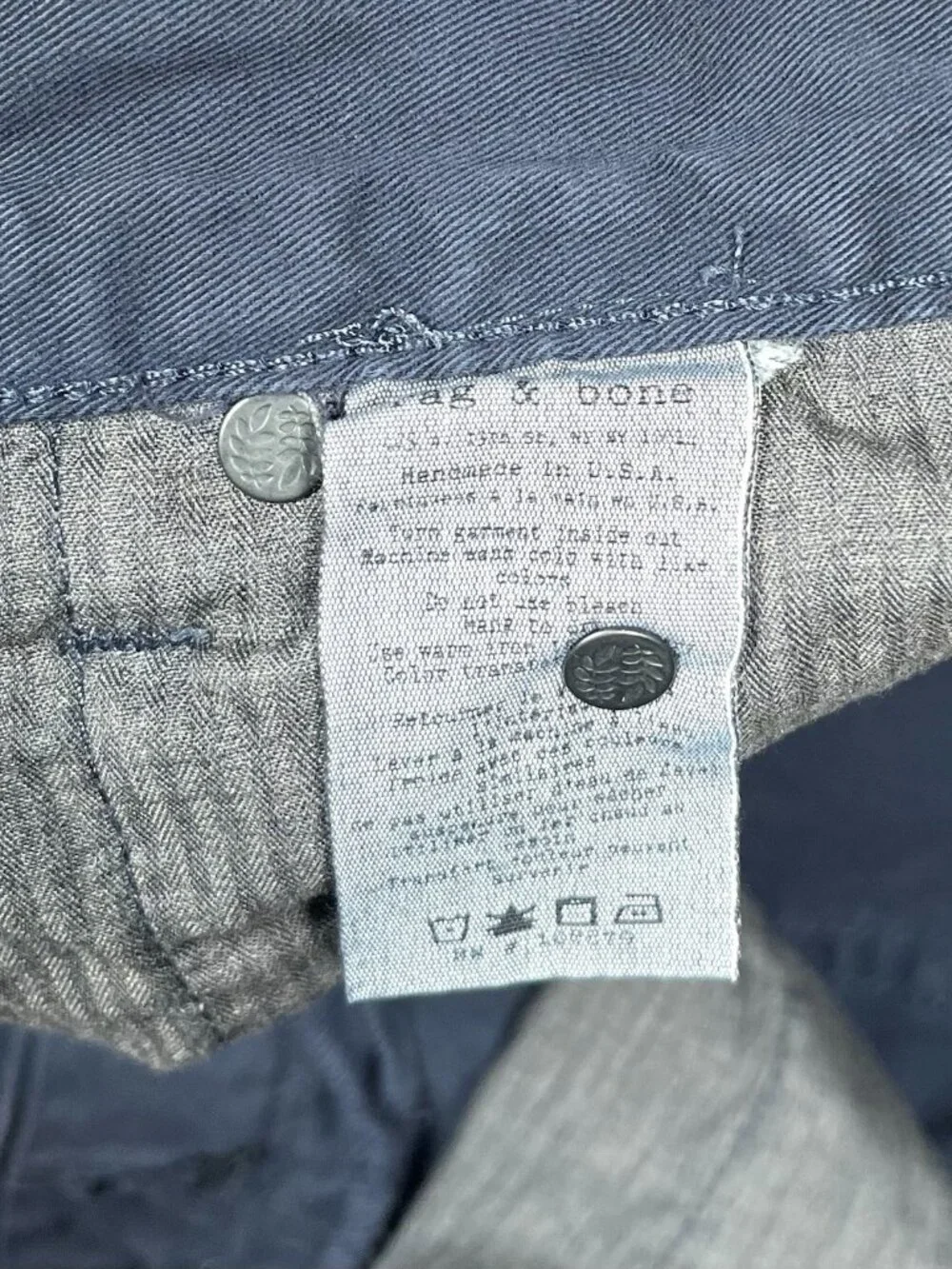 Rag & Bone Standard Issue Fit 3 Slim Straight Leg Blue Pants - Men Size 32 X 30
